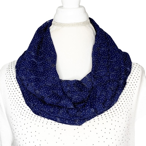 INFINITY SCARF Navy blue and White Extra long One size fits all - Picture 1 of 6